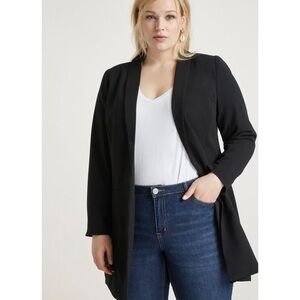 Eloquii Long Essential Blazer in Black Size 24